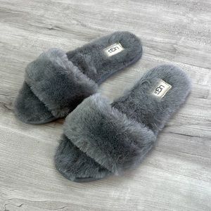 🍁 UGG 🍁 FLUFF SLIDE Il GRAY SLIPPERS